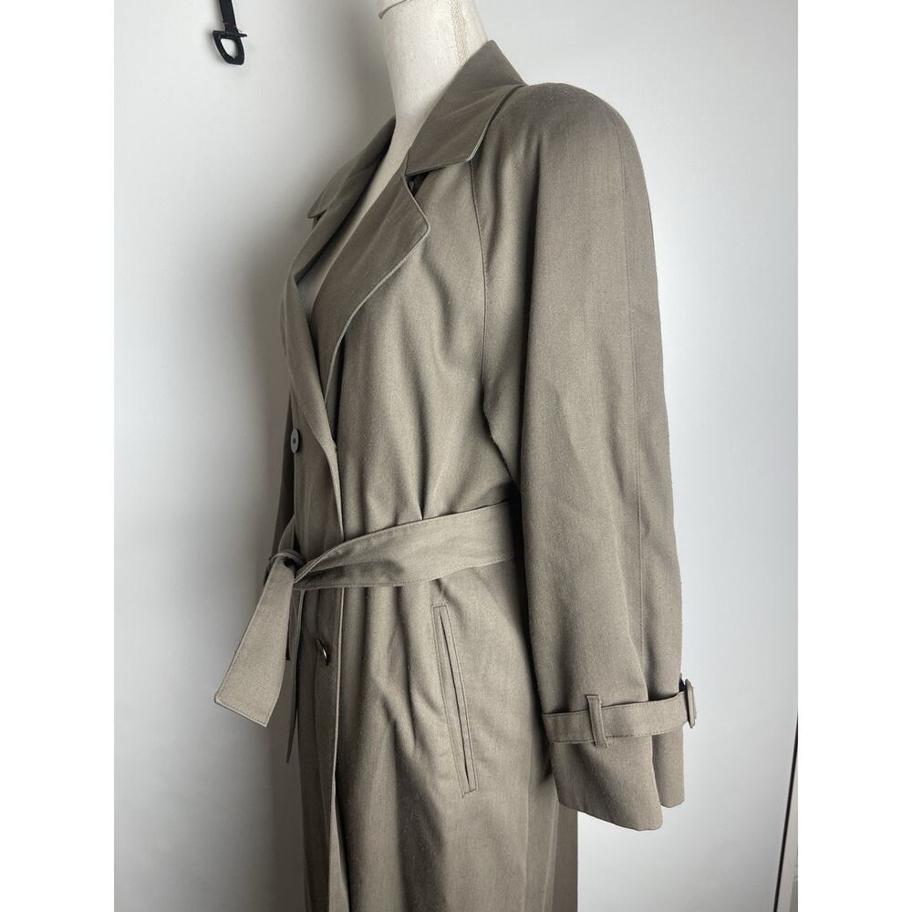 Vintage London Fog Women’s Trench Long Coat Khaki Notch Lapel Belted Size 6 - Picture 3 of 12